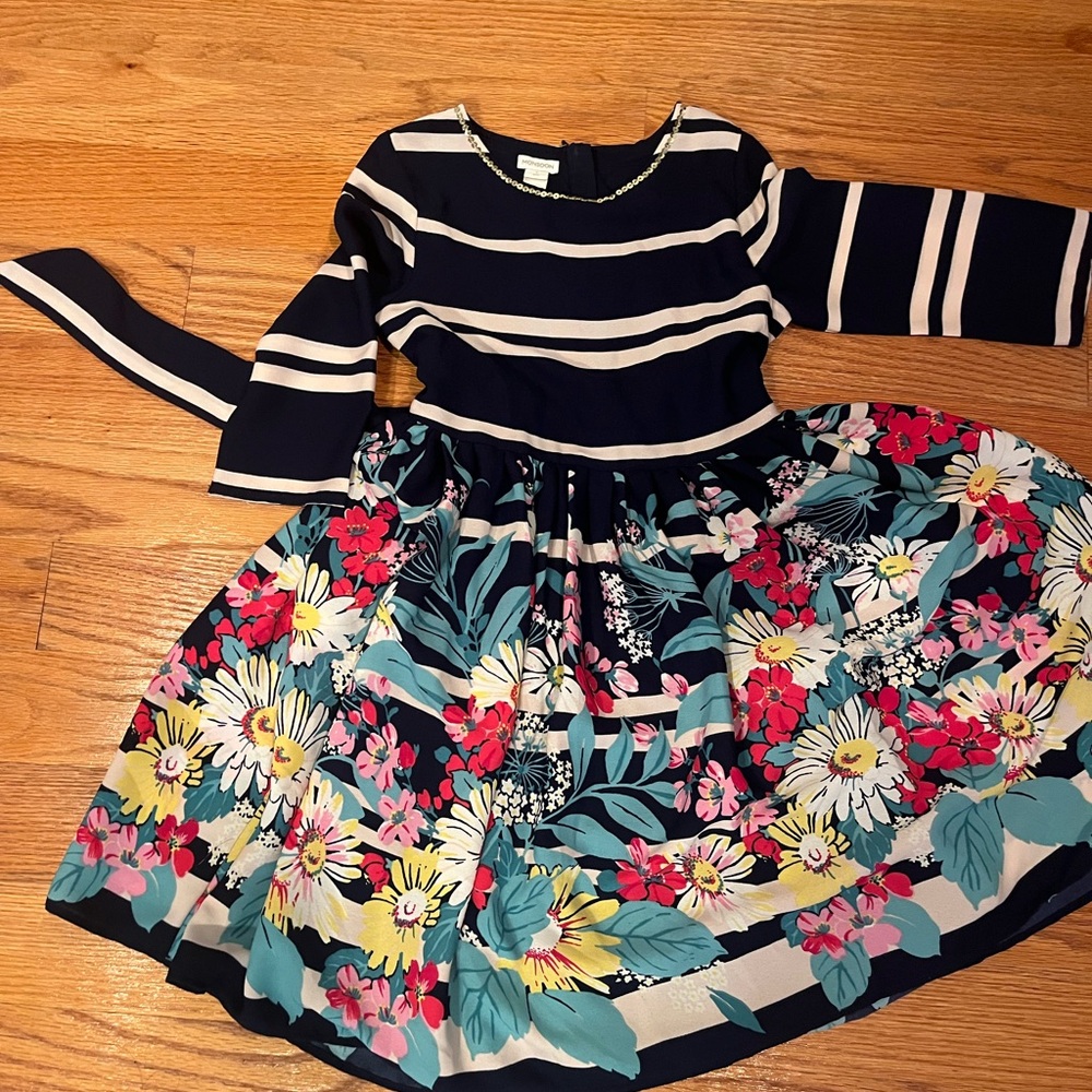 Monsoon Navy Floral Kids Dress